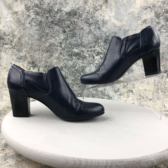 Franco Sarto Women's Size 9M Rapport Blue Faux Leather High Heel Ankle Booties - Picture 10 of 14
